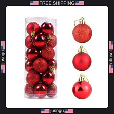 Christmas Ball Ornaments 24 Pack 2.36 Inch Shatterproof Plastic Decorations