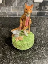 Vintage 1978 Schmid Beatrix Potter Mr Tod Ceramic Music Box “The Entertainer”