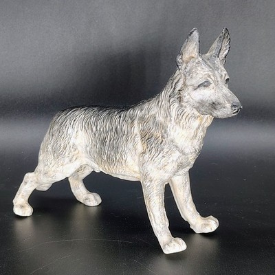 Vintage Ceramic German Shephard Dog Figurine 4in x 7in Marked ''Rin''