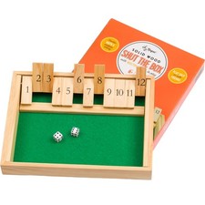 Shut The Box - Fun Table Math Game with Wooden Board for Adults  Kids - 12 S...
