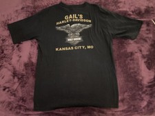 VTG 2004 Harley Davidson Graphic Henley Shirt-L-Kansas City Store-USA Made-