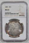 1881 Morgan Silver Dollar $1, MS 63 NGC
