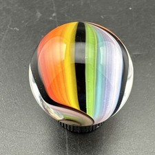 Contemporary Handmade Art Glass Marble .97" Vivid Multicolor Core With Black