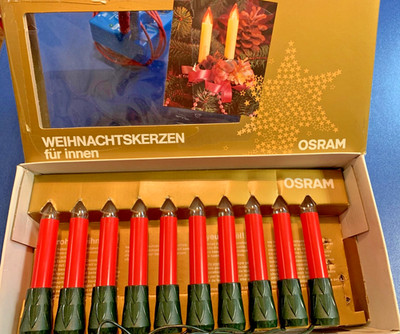 NEU  OSRAM Weihnachtslichterkette für Innen 10 x 23V 230V 30W Schaftkerzen ROT