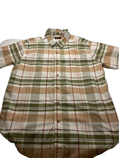 RidgeCut Toughwear Collar Button Down Mens Size L Shirt Plaid Green Tan D70