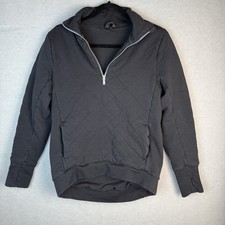 Lululemon Long Sleeve Pullover Sweater Forever Warm Black Quilted 1/4 Zip Size 6
