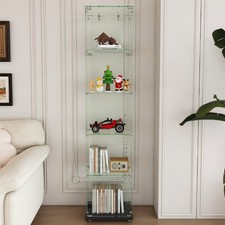 Premium 4-Tier Glass Display Case 5 Dynamic LED Modes Tempered Glass Bookshelf