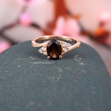 Smoky Quartz Ring, Oval Cut Smoky Quartz, Silver Ring, 925 Sterling Silver