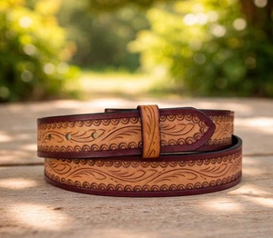 Western Genuine Leather Belt Full Grain Handmade  Heavy Duty Without Buckle