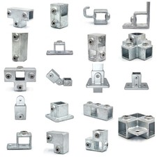 Conector de tubo, cuadrado, conector de abrazadera T-Clamps®, 25 mm, cuadrado de 40 mm