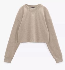 Zara Soft Light Camel Pullover Sweatshirt Women Long Sleeve