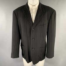 COMME des GARCONS HOMME PLUS Size S Black White Chalkstripe Sport Coat