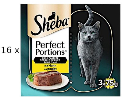 48 x 75 g Sheba Perfect Portions Edle Pastete (  16,65/kg) Huhn für Katzen