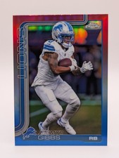 2025 Topps Chrome Football Jahmyr Gibbs Red White & Blue Prizm #101