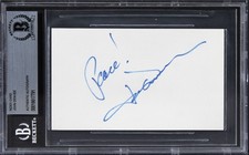 John Denver Singer Authentic Signed 3x5 Index Card Autographed BAS Slabbed 3