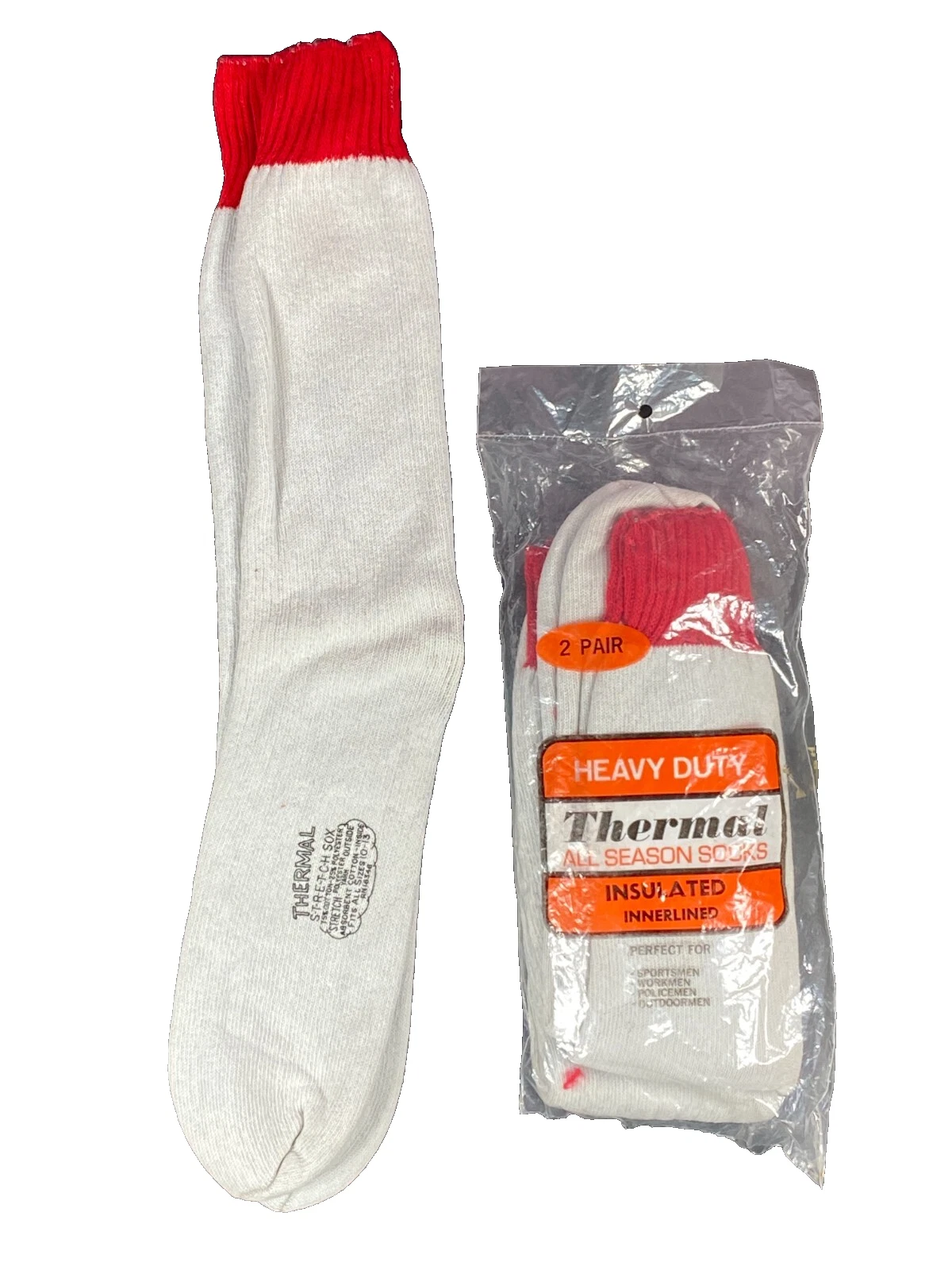Thermal Insulated Stretch Gray Socks Lot of 3 Red band Vintage