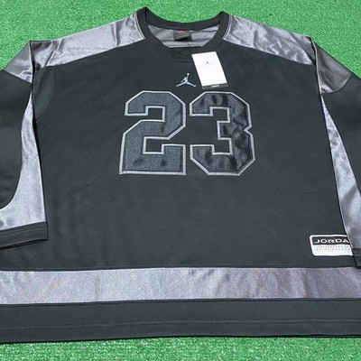 Size L - Jordan Brooklyn Hockey Collegiate Jersey Black HV0109-010 Ships Fast