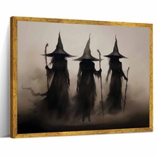 Three Witches Framed Halloween Wall Art Print Vintage Creepy Witchy Poster Sp...