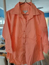 Lady Hathaway 3/4 Sleeve Peach Button Down Blouse Size M