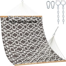 Lazy Daze 12FT Double Quilted Hammock for Outside with Pillow, Grey Floral