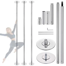 Yescom 3 Pack 9.25 FT Spinning Static Dancing Pole Kit for Studio Club Silver