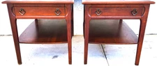 Mid Century Walnut End Tables Pair MCM