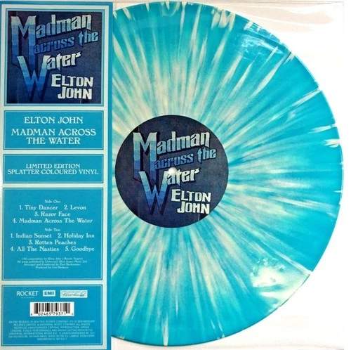ELTON JOHN LP Madman Across The Water BLUE GREEN SPLATTER VINYL Ltd New Sealed