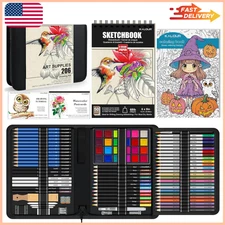 206PCS Art Set Professional Drawing Painting Supplies Kit for Adults Kids Artist