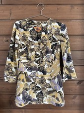TORY BURCH Women’s Silk 3/4 Sleeve Tunic Blouse Sz 4 multicolor butterfly print