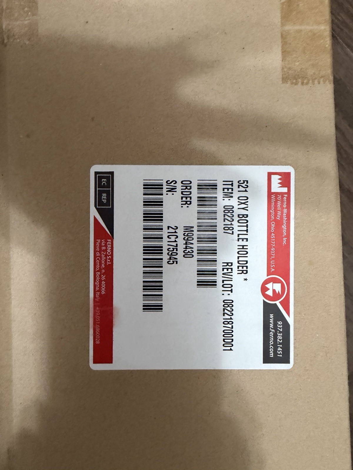 Ferno 02 HOLDER SERIES 521 OXY BOTTLE HOLDER * REF 0822187 Oxygen