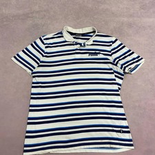 Puma Polo Shirt Striped Patterned Collared Top With Logo Men's Medium