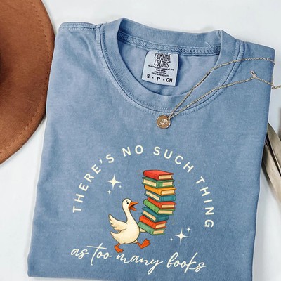 Funny Goose Reading Book Comfort Tee Cute Animal Reader Gift