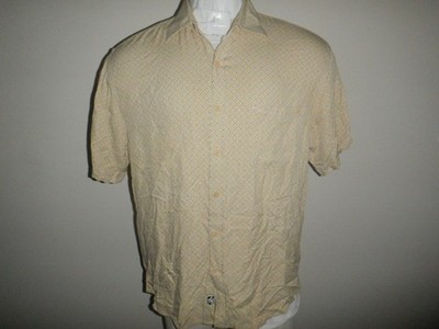 Men's NAT NAST Luxury Original sz Medium Light Brown 100% SILK Geo SS Shirt