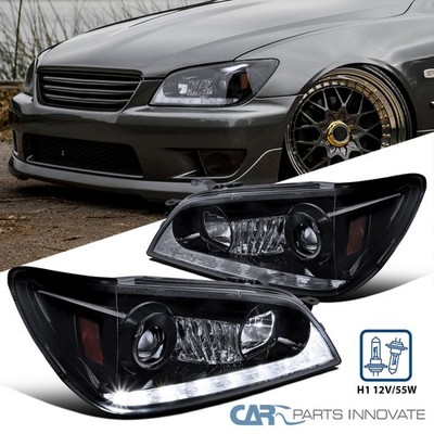 Fits 2001-2005 Lexus IS300 Glossy Black Projector Headlights LED