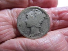 1921-D Mercury Silver Dime~ Well Circulated~ Damaged~ Filler for your Album!