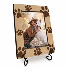 Wooden picture frame - Cute paw print - Decorative frame for 4" x 6" picture,...