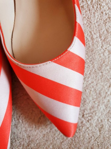 New L.K Bennett Audrey Orange Striped Kitten Heels Court Shoes UK 6 EU 39 - Picture 7 of 12