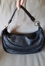 Desmo Fuschia Black Leather Shoulder Bag Made In Italy