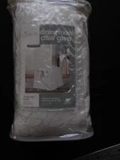 New Sure Fit Armless Dining Room Chair Cover Roseland Ivory Damask 42" Tall