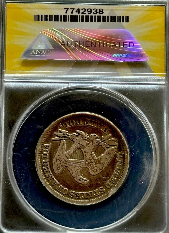 1846/Horizontal 6 WB-104 FS-301 Liberty Seated Half Dollar ANACS VF 20 Details - Image 3 of 4