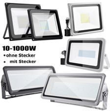LED Fluter Außen Strahler Baustrahler Arbeitsleuchte Stecker Scheinwerfer Lampe 