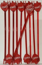 Set of 10 Pimm's Strawberry Plastic Re-Usable Cocktail Swizzle Stirrers