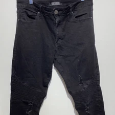 Fire & Rain Women's Ribbed Knee Distressed Skinny Denim Jeans Black Size 34