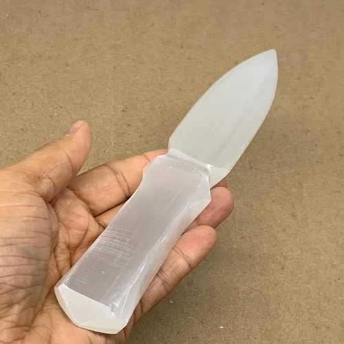 157g, 7.5"x1.3"x0.6", Natural Selenite Crystal Dagger (Satin Spar), B36463 - Picture 8 of 14
