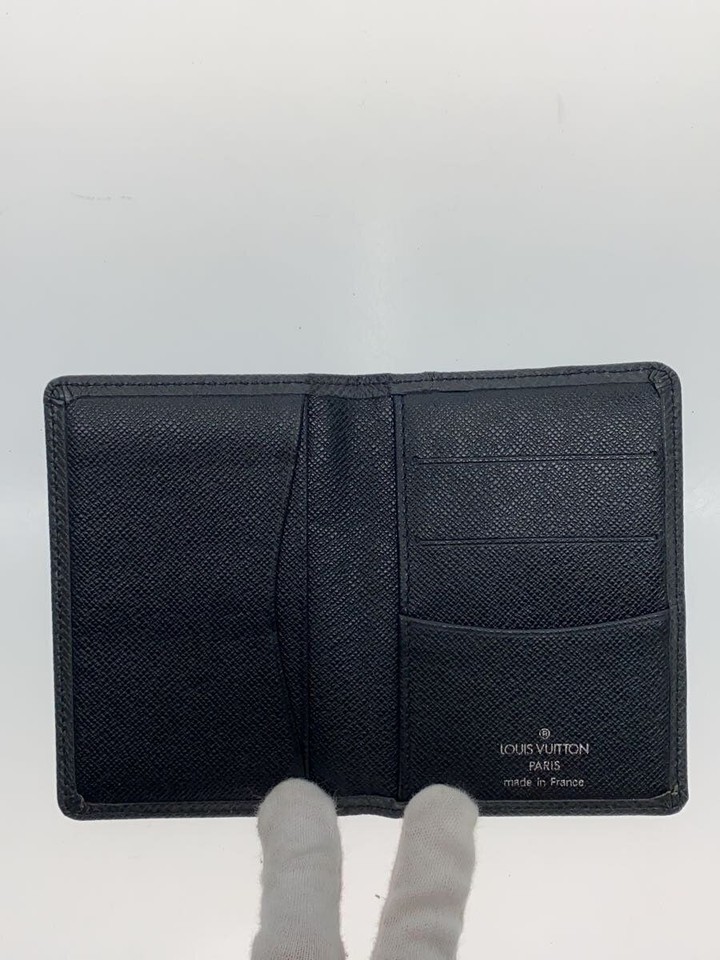 LOUIS VUITTON Card Case Organizer de Posh Taiga Black Leather Mens Used