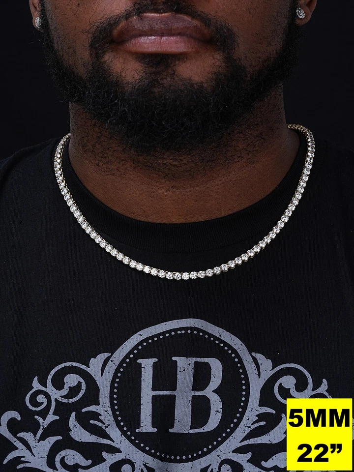 Теннис цепочка реальный твердое серебро 925 пробы CZ ICED ожерелье цепочка хип-хоп - Изображение 4 из 4