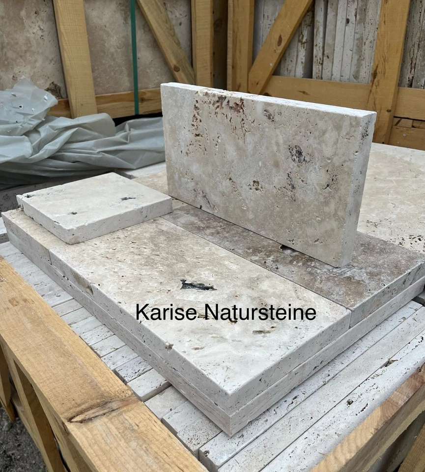 Travertin Naturel Terrassen-Bodenplatten Römischer Verband 16,35m² PalettenPreis - Bild 2 von 4