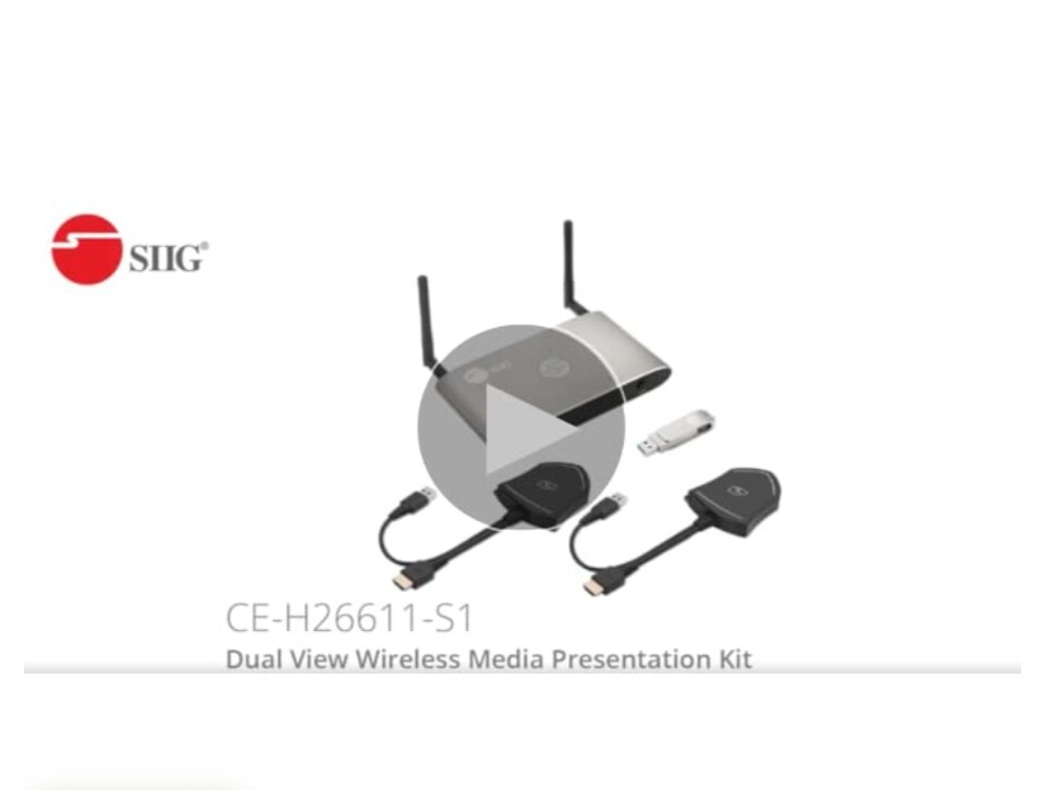 NIB $665-SIIG Dual View Wireless Presentation Kit,4K Network Presentation Switch