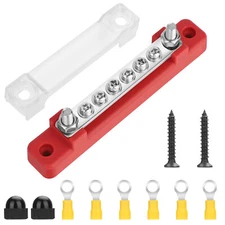 6 Terminal Block Bus Bar 150A Auto Car Boat Marine Power Distribution With Cover