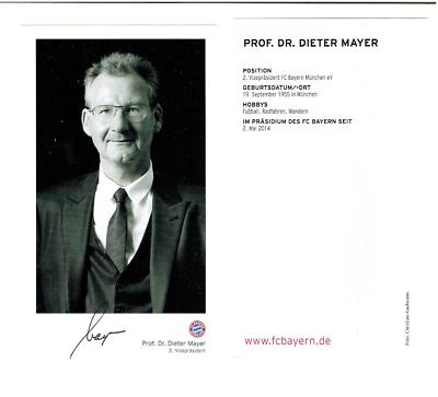 Prof. Dr. Dieter Mayer Postcard 15/16 Bayern Munich with Original Signature
